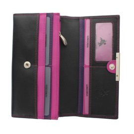 Visconti Soft Leather Rio Ladies Purse Style RFID Blocking R11 Black/Purple/Berry