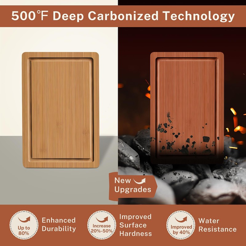 Snuvid Bamboo Cutting Board Set of 3, Wood Cutting Boards