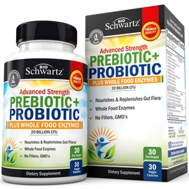 Advanced Prebiotics and Probiotics for Women & Men, Immune, Digestive & Gut Health with L. Reuteri, Inulin Fiber, Digestive Enzymes, Non-GMO, Gluten-Free, Dairy-Free, 30 Capsules