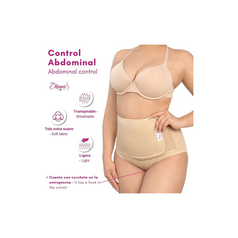 For Moms Panty Faja Postparto Nude Alta Compresión Ajustable Talla