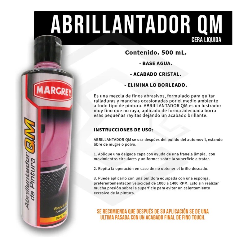 2abrillantador Cera Qm 500ml Pintura Acabado Cristal Margrey