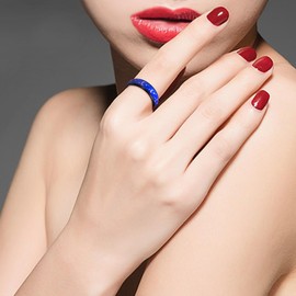 Tobestu 6mm Stainless Steel Wedding Band Comfort Fit Temperature Sensitive Color Change Mood Rings for Men and Women Y4192 (Black Size 8)