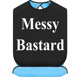 BWWKTOP Messy Bastard Adult Bibs With Crumb Catcher Adjustable Dining Clothing Protectors For Adults Elderly Men Women (Messy Bastard)