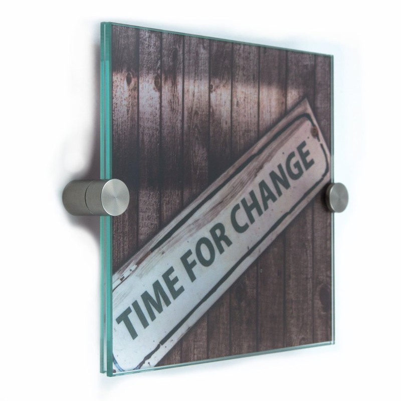 Stainless Steel Door Sign – Glass for Office 150 x