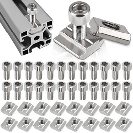 Pack of 50 T-Slot Nuts M8, 25 T-Slot Rail M8 Type B, 25 Screws Series 3030 Sliding Nuts, Carbon Steel for Aluminium Rail B Aluminium Profile Extrusion Slot Standard 30 Series