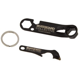 Skateboard Tune Up Kit by Collective, Universal Skate Tool With Kingpin, Axle Nut & Hardware Wrenches, Bottle Opener, Griptape Blade & Phillips Screwdriver, Also Includes Keychain Can Tool