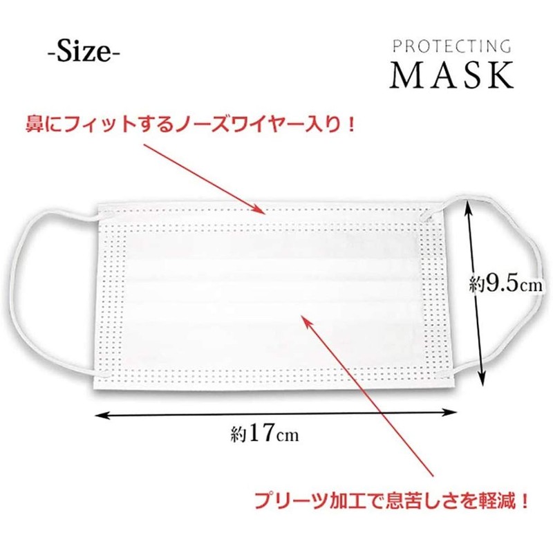 100 Count Boxed Triple Layer Mask Non-Woven Nose Wire Disposable