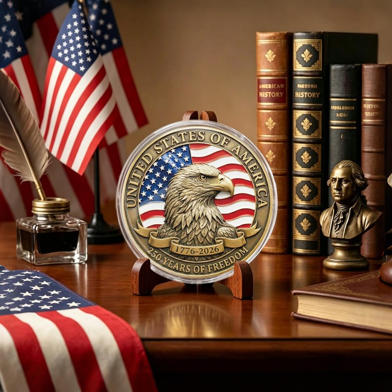 CRASHOT USA 250th Anniversary Commemorative Coin, Antique Bronze American Eagle