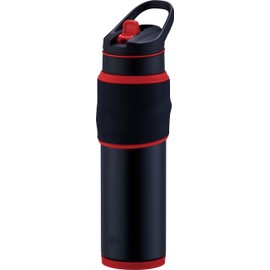 Peacock AKX-R65 RB Water Bottle, 22.0 fl oz (650 ml), Vacuum Insulated, Insulated, Cold Retention, Straw Included, Gaming Bottle, Sports Drink, Red, Black