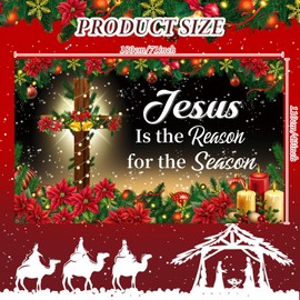 Religious Banner Decorations - Jesus Is the Reason for the Season Backdrop, Christmas Nativity Banner 7143 Inch, Holy Nativity Xmas Photography for New Year Party Decor
