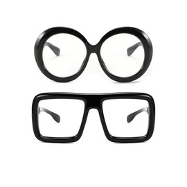 FEISEDY Oversized Blue Light Blocking Glasses B2997 + Thick Glasses Square Fake Frame B0241