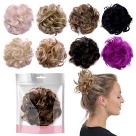 BasicSense Curly Synthetic Hair Scrunchies Extension, Golden Brown