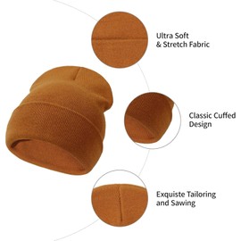 YANWANG Baby Beanie Hat Mittens Set Kids Winter Warm Knitted Hats with Gloves for Toddlers Boys Girls, Caramel (have thumb)