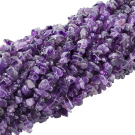 KYEYGWO Amethyst Irregular Gemstones Loose Beads Strand, Tumbled Stone Chip Crystal Tumbled Stones for Jewellery Making and DIY Handmade Craft, 83.8 cm