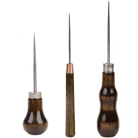 EAVUYIS 3 Pieces Awl Tailoring Awl Eel Tool Wooden Handle Pfriem DIY Hand Tool Leather Craft