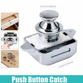2 Pack Push Button Latches Locks Replacement Keyless Door Lock Keyless Cabinet Door Catch Lock for Caravan Motorhome Camper Van Latch Cupboard