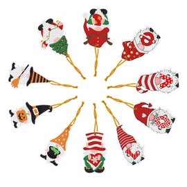 10pcs Tags DIY Diamond Painting Tags Diamond Dot Gift Tags DIY Diamond Art Hanging Ornaments Pendant Handcraft Cards Decoration Kit for Christmas Tree Decor Kids Crafts Santa Snowman