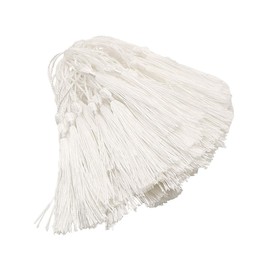 MSCFTFB 120 Pieces 5inch Silk Floss Tassels with Hang Loops Mini Tassels Mala Tassel Kits for Bookmarks Earring Dreamcatcher Jewerly Making Belt Clothing Curtain Decorations (White)