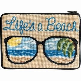 Stitch & Zip Needlepoint Cosmetic Purse Kit- Life's a Beach