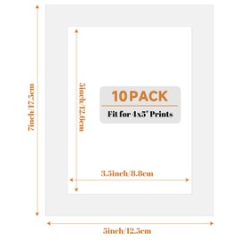 10 Pack Picture Frame Mats,5x7 Matted to 4x5 Photo Mats,Acid Free Bevel Cut 4-ply Thickness Picture Matting,Pre-Cut Mat Board Show Kit for Pictures Photos Prints Watercolor Artwork (White)