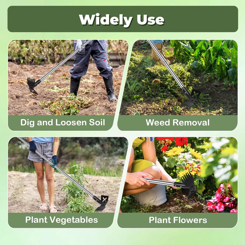 NICOFPHY Weed Puller Tool with Long Handle, 60" Manual Weeding