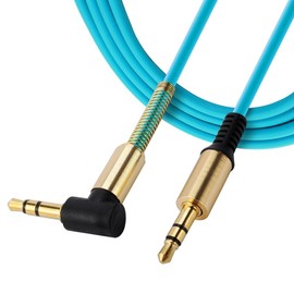 Unbranded/Generic 3.5mm AUX Cable Car Audio Stereo Headphone Jack Cord Right Angle Male to M - Blue