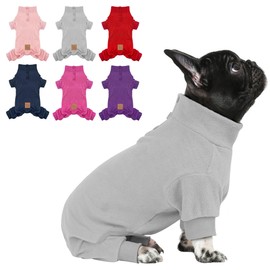 cyeollo Pijamas de forro polar para perro, pijamas térmicos para perro, overol elástico, cálido para cachorros pequeños, ropa de gato, color gris