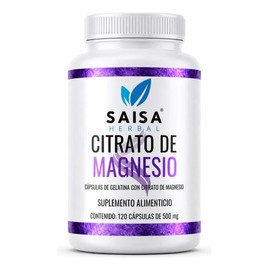 Citrato De Magnesio 500 Mg  120 Cápsulas  100 Puro  Saisa Herbal  Relajante Muscular Natural  Mejora Sueño y Estrés