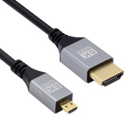 cablecc 8K 4K Micro HDMI 2.1 Ultra Thin HDTV Hyper Super Flexible Slim Cord Type A to Type D Cable for Camera HDTV 50 cm