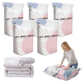 No-Pump Large Vacuum Storage Compression Bags, 2026 New Vacuum Storage Bags, Airtight Compression Bags for Clothes, Cushions, Duvets, Blanket (5, 100 x 80 x 38 cm)