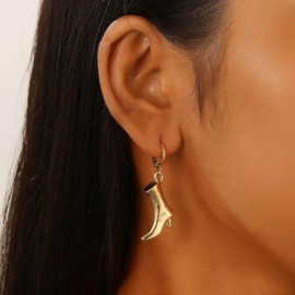 Xduargs Boho High Boots Hoop Earrings Gold Hat Drop Earrings Vintage Boots Hat Dangle Earrings Asymmetrical Boots Hat Statement Earrings Jewelry for Women