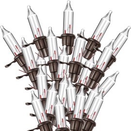 Mudder 100 Count Replacement Christmas Tree Light Bulbs 2.5v 0.425 Watt Mini Incandescent Wire String Lights Prelit Xmas Tree Decoration(Brown Base with Warm White Bulb)