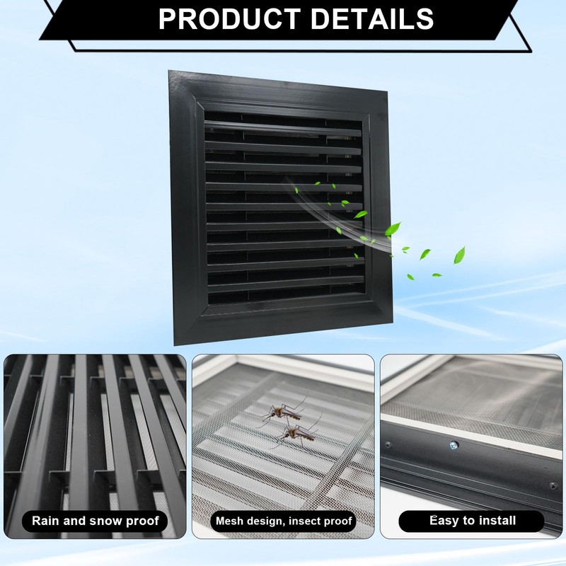 Bonshocon 12 x 12" Gable Vent,2 Pack Aluminum Shed Vents,Sturdy