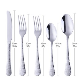 Buyer Star Luxury Flatware Set for 1 -Stainless Steel Hammered Silverware, 5-Piece Mirror Polish Cutlery Set, Elegant Design for Dining & Daily Use