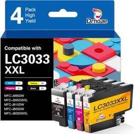 LC3033 Ink Cartridges Replacement for Brother LC3033 BK/C/M/Y Ink Cartridges LC 3033 LC3033XXL LC3035 High-Yield Compatible with MFC-J995DW MFC-J805DW MFC-J815DW, 4 Pack LC3033 BK/C/M/Y