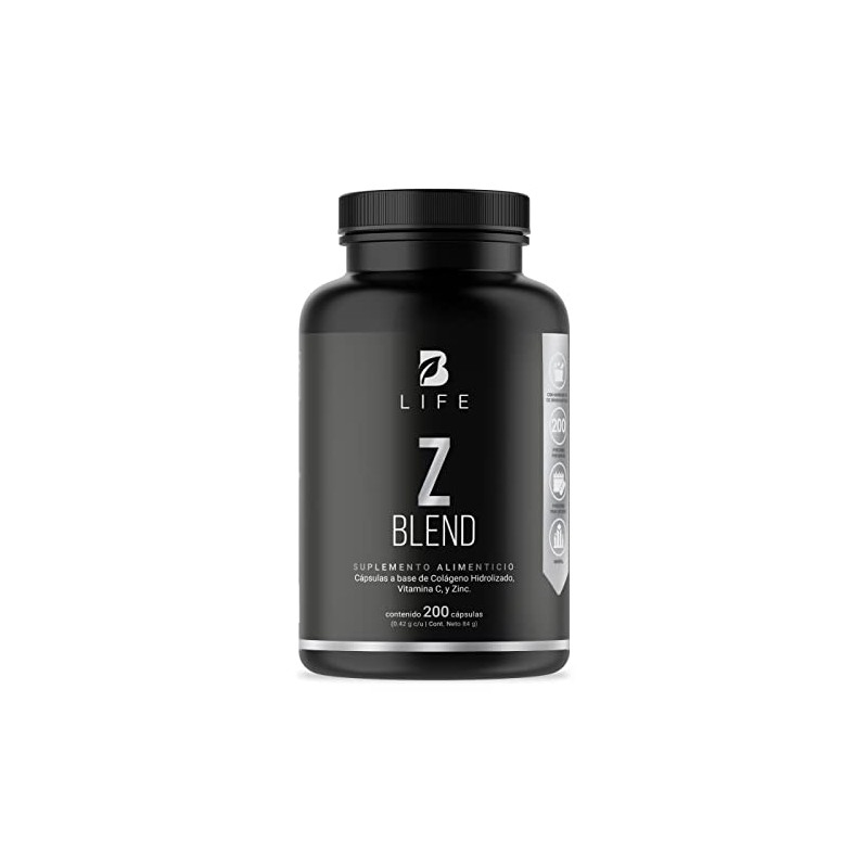 Life Company Zinc 200 Cápsulas Ingredientes Naturales Colágeno Vitamina Blend