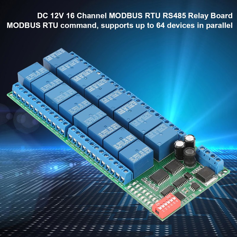 DC 12V 16 Channel MODBUS RTU RS485 Relay Module Board