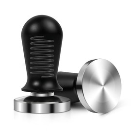 Espresso Accessories, 53MM Coffee Hand Tamper for Coffee Machine, Spring-loaded Tamper with Flat Stainless Steel Base, XMQMCF
