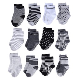 YANWANG 12 Pairs Toddler Boys Non-Slip Socks Cute Cotton with Handles Baby Boys Girls Non-Slip Socks, 3# Star