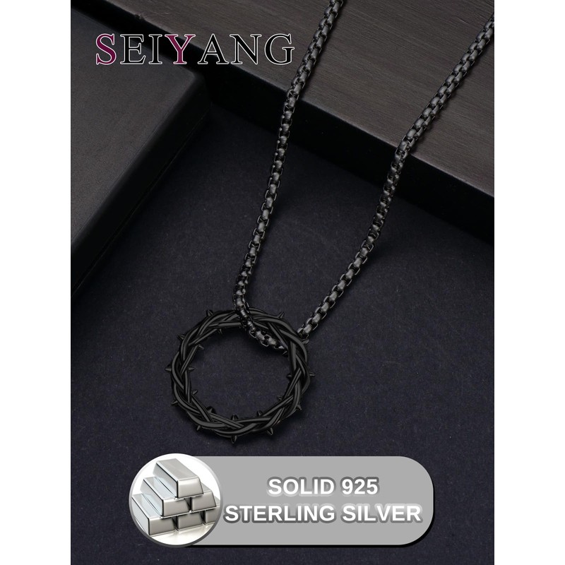 Seiyang Crown of Thorns Necklace for Men Women 925 Sterling