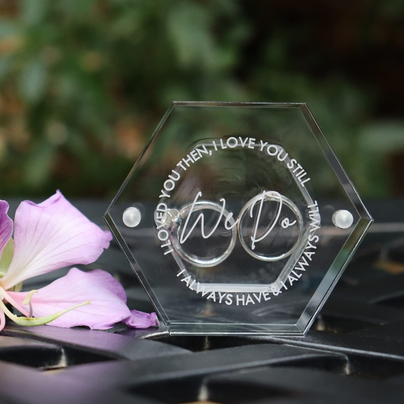 EIFLR Engraved Wedding Ring Boxes for Ceremony Acrylic Ring Bearer
