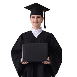 GraduatePro Diploma Cover 8.5x11 Graduation Covers Certificate Document Holder Smooth Leather Letter Size Black