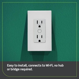 Leviton Leviton Decora Smart Outlet, Tamper-Resistant 15A, Wi-Fi 2nd Gen, Works with My Leviton, Alexa, Google Assistant, Apple Home/Siri & Wire-Free Companions for Switched Outlet, D215R-1RW, White