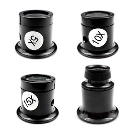 4Pcs Jewellers Loupe Jewellery Magnifying Glass Jewellery Eye Glass Eye Loupe Magnifier Watchmakers Eye Glass Monocle Eyeglass for Coins Jewelry Rocks (5X 10X 15X 20X)