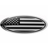 7.75 inch Tailgate Overlay Aluminum Oval American Black Flag Emblem