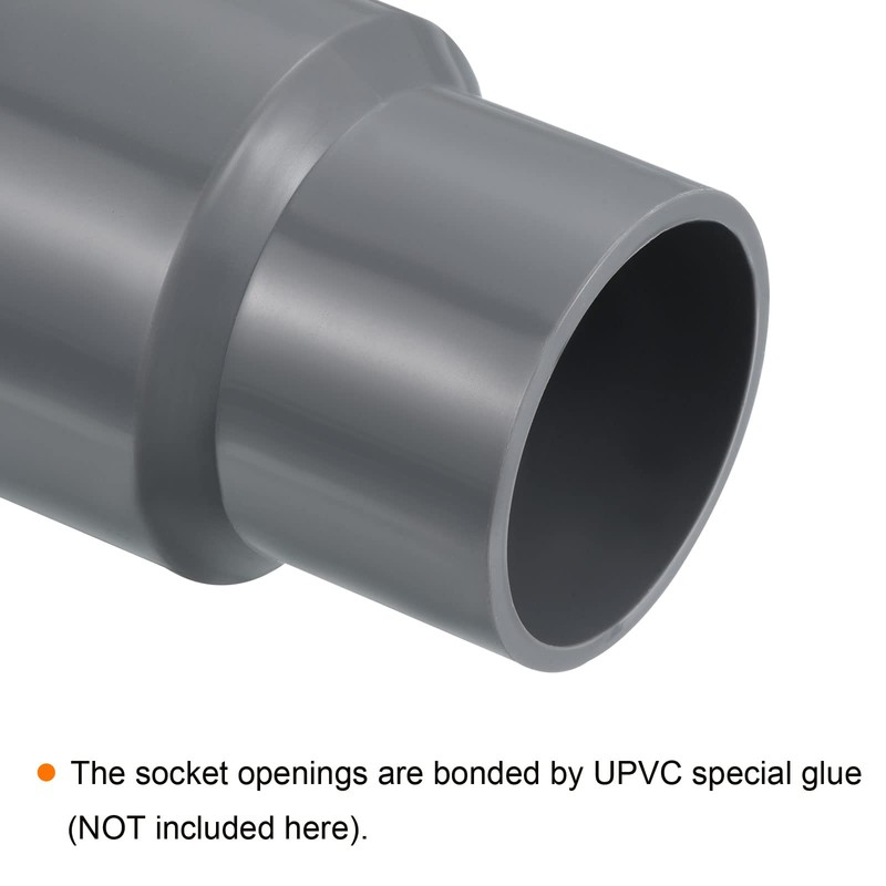 PATIKIL PVC Reducer Pipe Fitting 50x40mm, 3 Pack Straight Coupling