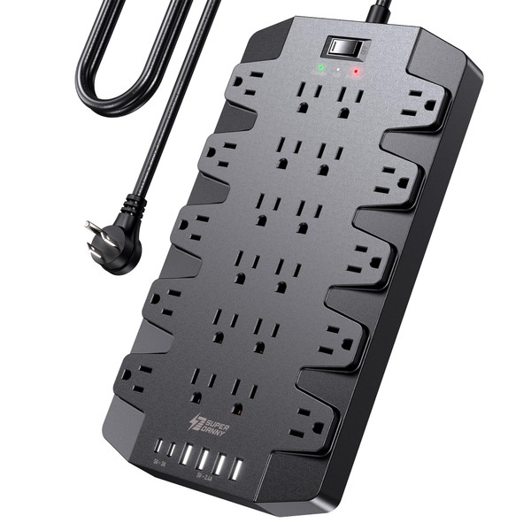 SUPERDANNY 6.5Ft Extension Cord Power Strips with Surge Protection, SUPERDANNY