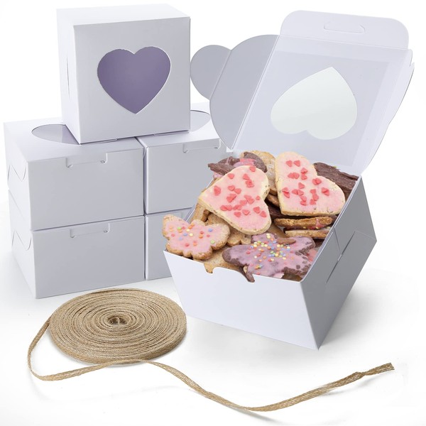 VGOODALL 14 PCS Valentine Cookie Boxes with Window, 4x4x2.5 Inches