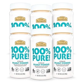 Crazy Richard's 100% All-Natural Peanut Butter Powder with No Added Sugar and Non GMO (6.5 Ounces, Pack of 6)