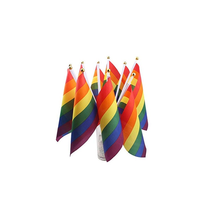 Mini Handheld Flags with Waving Sticks [Rainbow, Pack of 1]